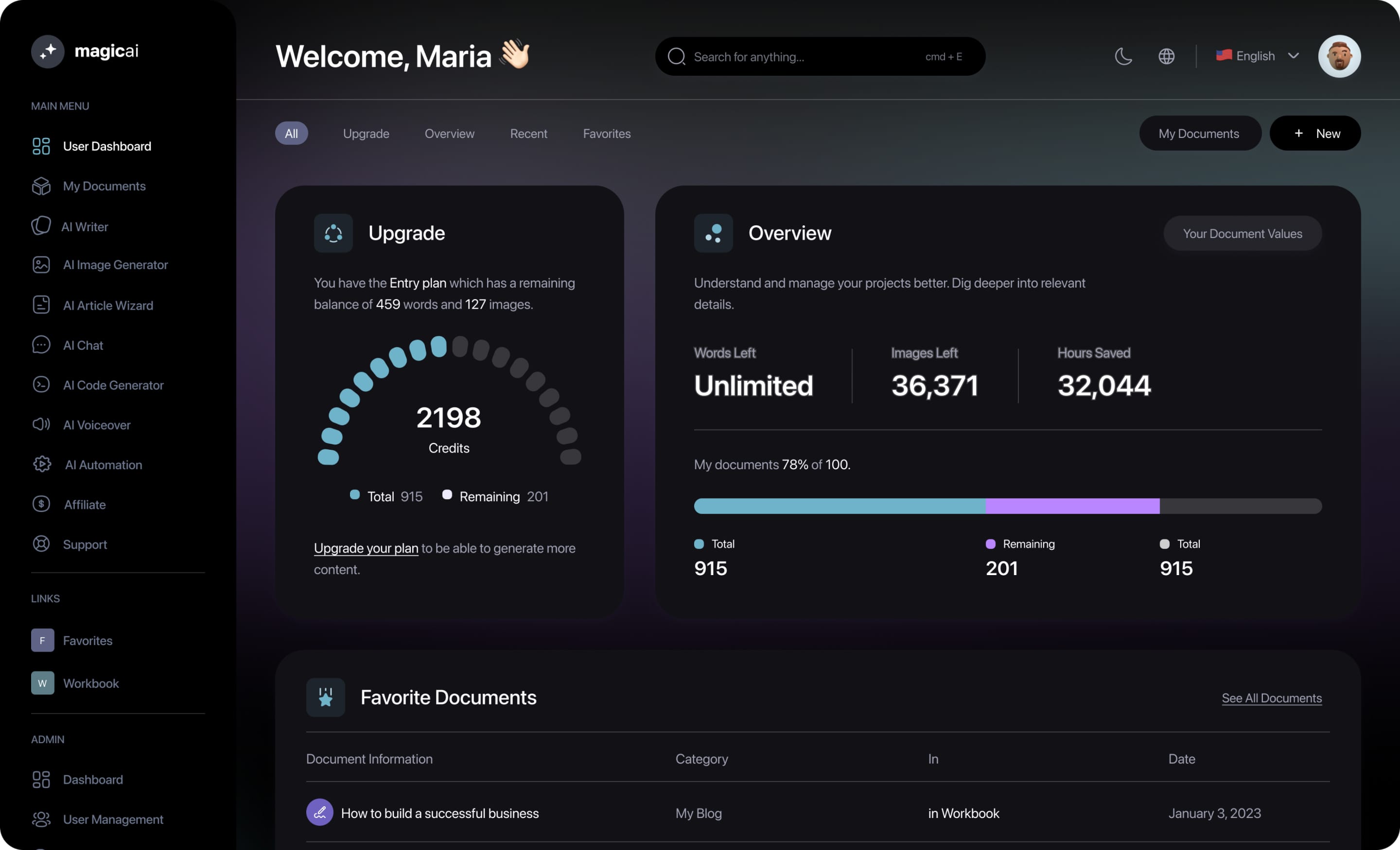 Image of Xena-ai dashboard